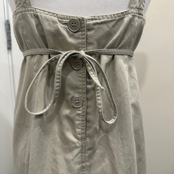 Sag Harbor Vintage 90s Khaki Overall Midi Teacher Dress Jumper Pinafore Cottage - Picture 8 of 10